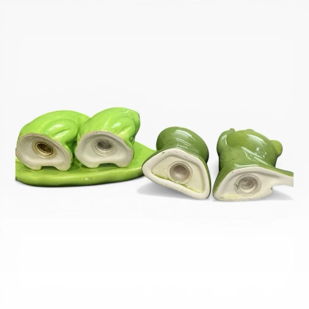 Ceramic Frog Salt Pepper Shakers Sets Ganz Lily Pad Cracker‎ Barrel Cottagecore